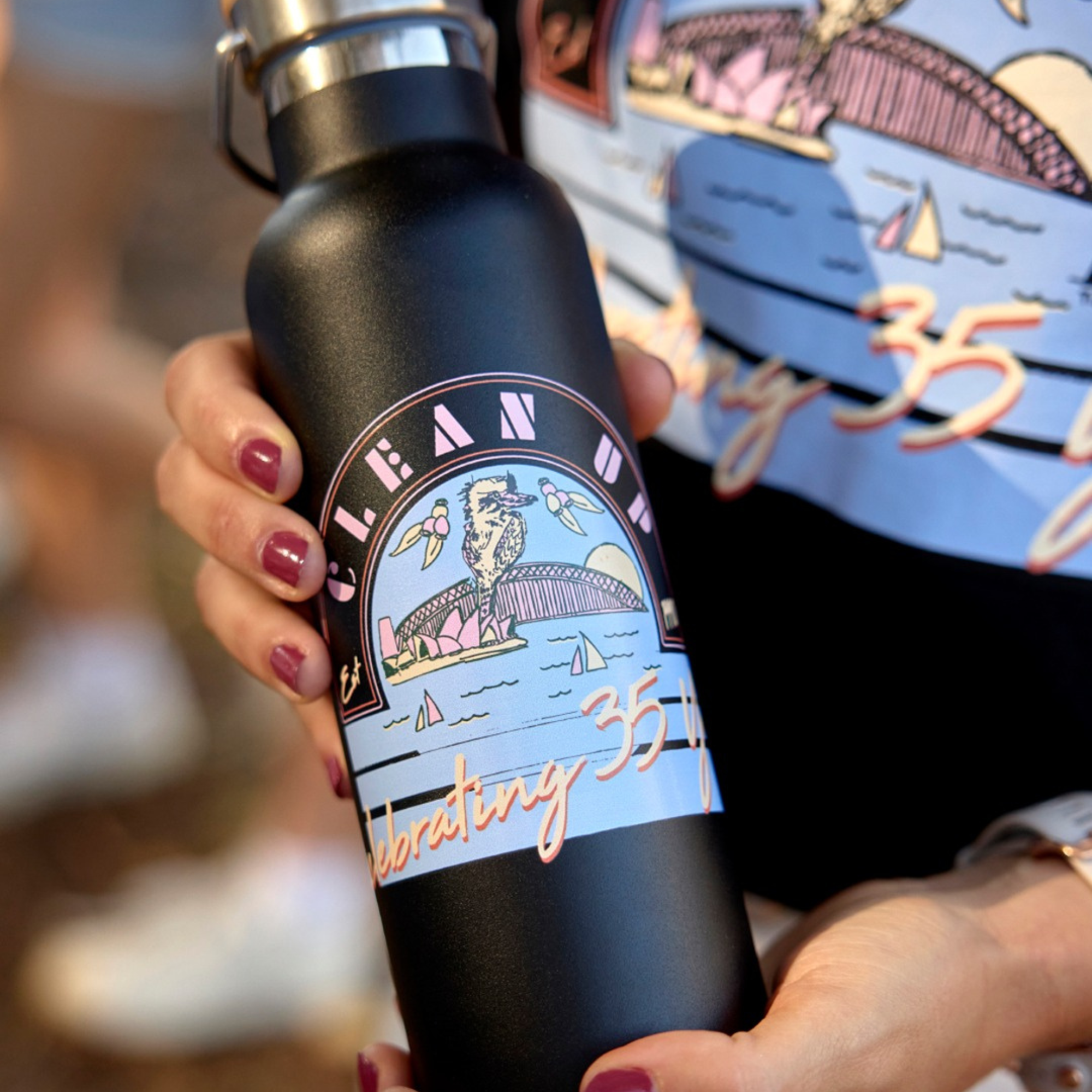 Example of custom branded reusable drinkware